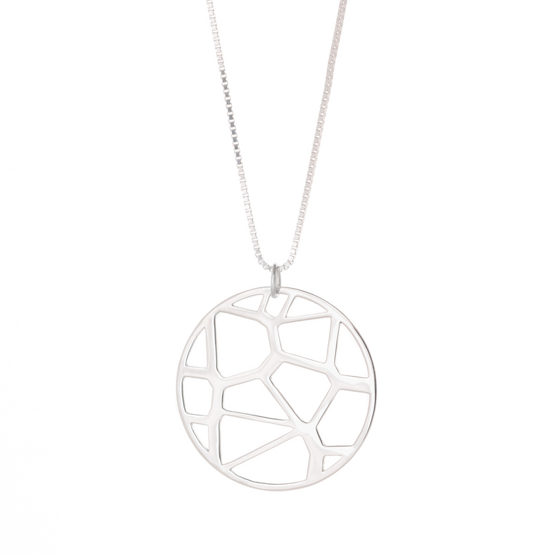 Voronoii silver pendant long