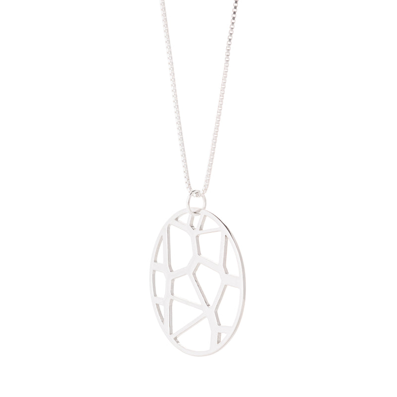 Voronoii silver pendant long