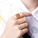 14K Solid Gold Double Happiness Wedding Ring