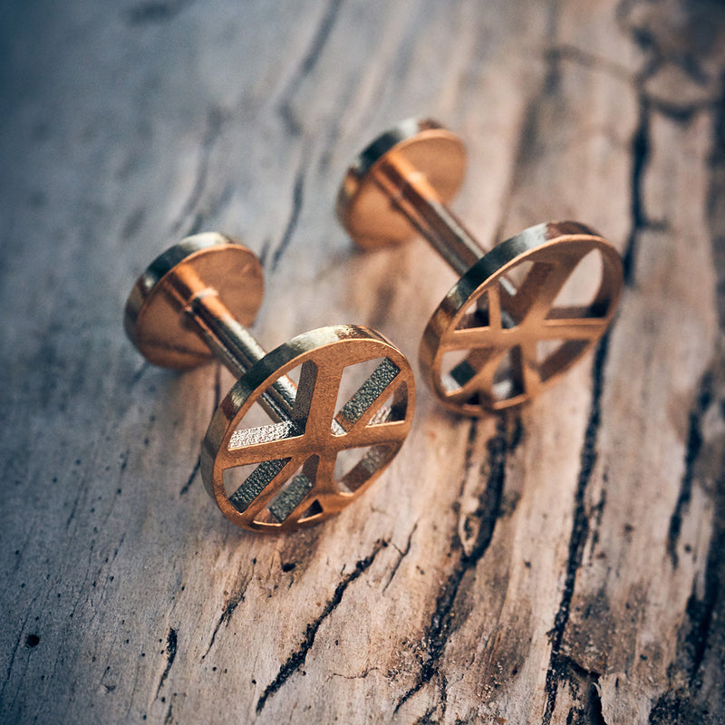Voronoii Man Raw bronze cufflinks round